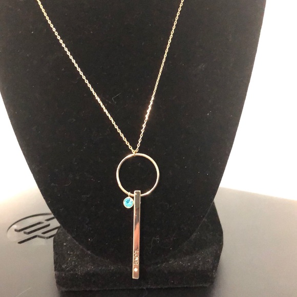 belks Jewelry Delicate Chain Necklace With A Ring And A Bar With